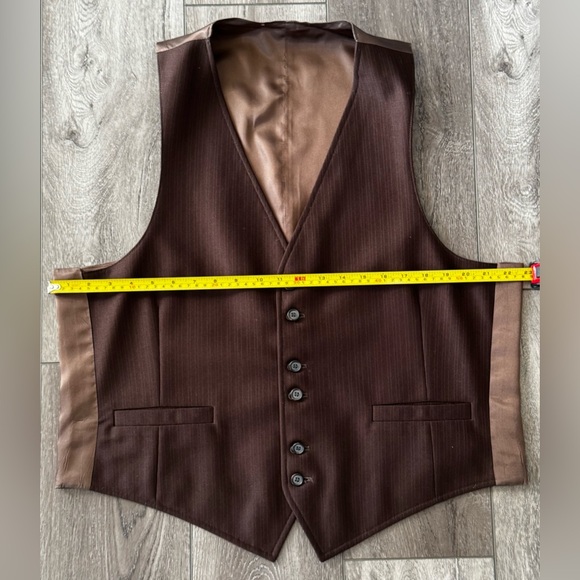 Vintage Prestige Western Suit Jacket & Vest 2pc Mens 46R Cowboy Rockabilly Brown - Picture 13 of 16